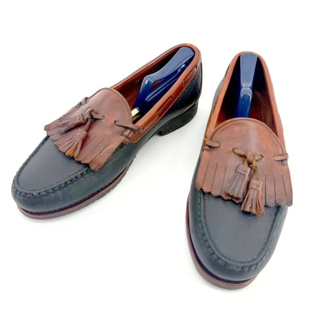 Allen Edmonds Nashua Loafers Mens 11 D Black Brown Kiltie Tassel Leather Preppy - Picture 3 of 10